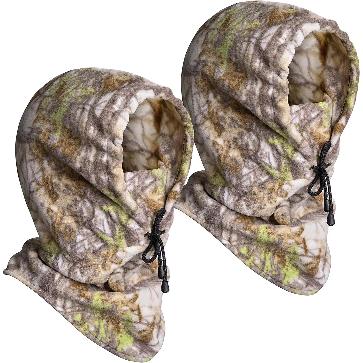 Unisex Windproof Full Cover Polyester Hunting Balaclava Face Mask - Cold Weather Winter Woodland Camouflage Trapper Hat Headwear, Compatible with 2-Piece Ghillie Suit for Men Women, Two Piece Set