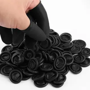 100 Pcs Disposable Silicone Finger Cots Black Finger Protectors & Gloves Non-Allergenic Fingertip Covers for Manicure Massage Tattoo Industrial Use and Beauty