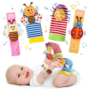 Baby Wrist Rattle Socks & Foot Finder Set 0-12M | Newborn Sensory Toy for Infants 3-6M, Easter Gift