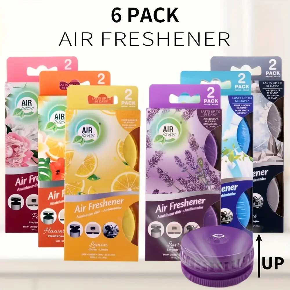 6 Packs Air Freshener, Total Of 6 Pack Lasts Up To 30 Days Each. Odor Eliminator For Small Spaces, For Bathroom, Kitchen, Garbage Can, Cat Litter Box, Car