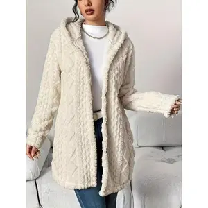 Plus Size Women's 2025 Fuzzy Jacket Solid Color Slimming Fit 85-120cm Bust All-Season Fleece Coats Long Sleeve Fitted Casual Outerwear double-breasted lapel winter women