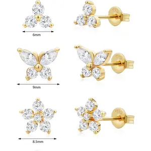Tewiky Cubic Zirconia Stud Earrings Hypoallergenic Earrings Set for Women Small CZ Studs Earrings Multipack Trendy Tragus Cartilage Earrings for Multiple Piercing