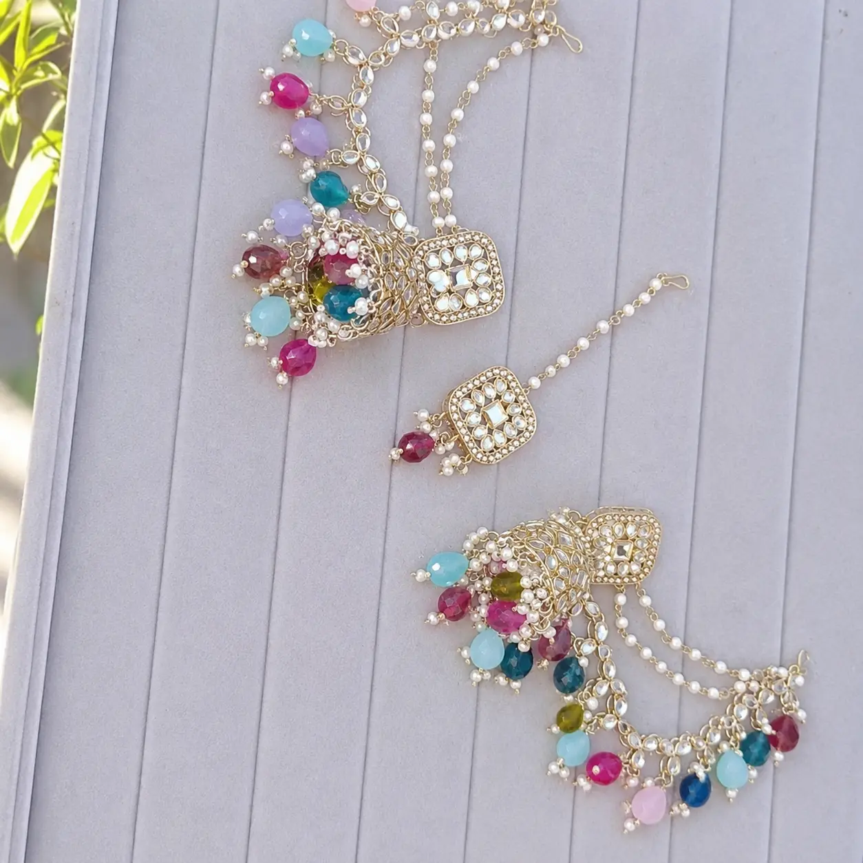 Ethnic Multicolor Earring and Tikka Set - Vibrant Mix Costume Jewelry Accessory for Unisex Party and Festive Wear, Earrings, Colorful Mix, Ethnic Look, Colorful Beads, South Asian Style Earrings