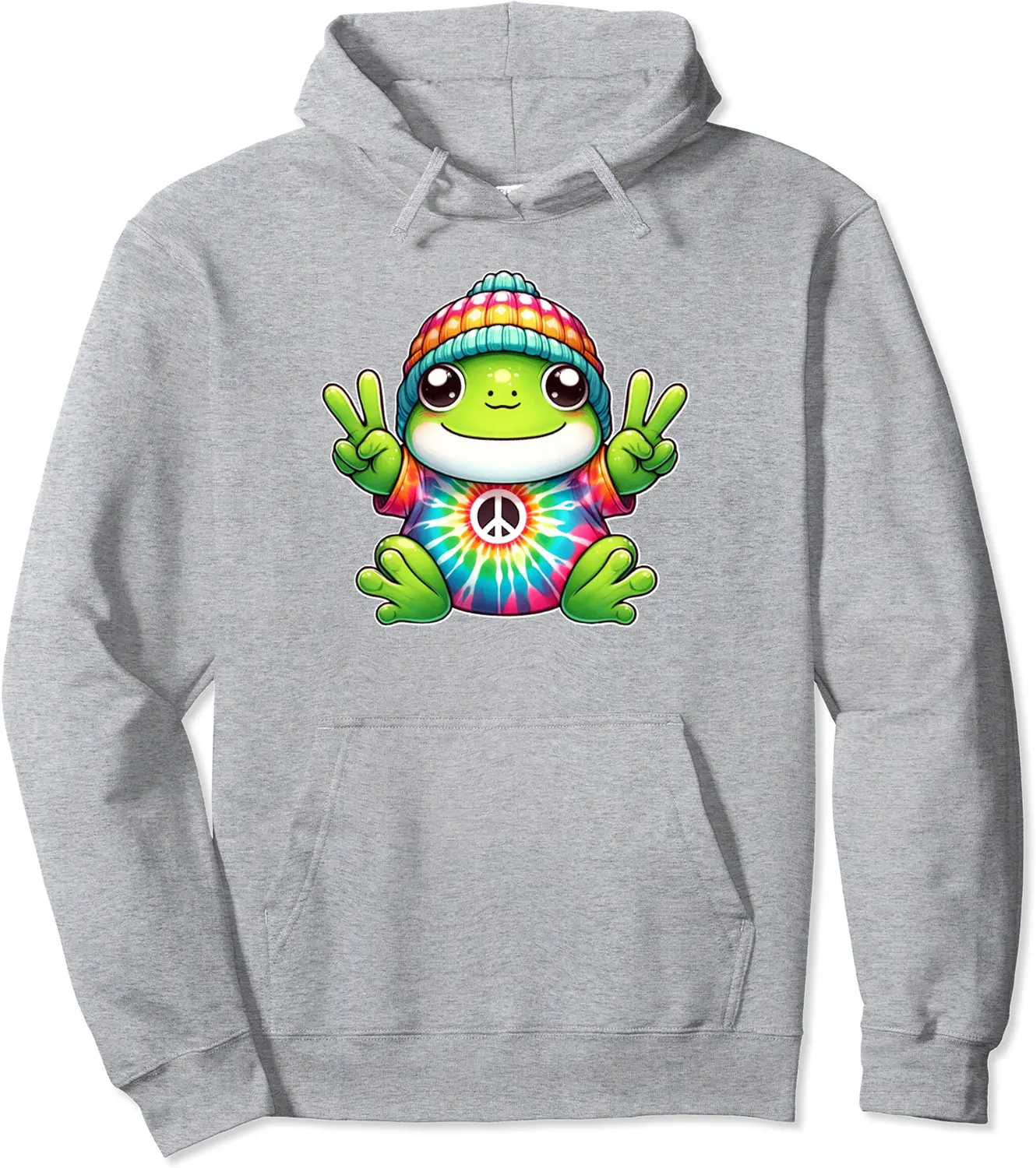 Cute Frog Peace Tie Dye Hippie Pullover Hoodie - Parisbus Shop 27B0D3R4PFJS