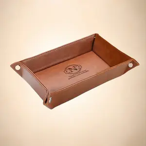 Personalized Engraved Leather Tray Custom Name For Men