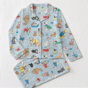 Dog Lover Satin Pajamas Set , Cute Puppy Print Holiday Sleepwear for Women , Cozy Christmas PJs Gift for Pet Moms & Dog Owners