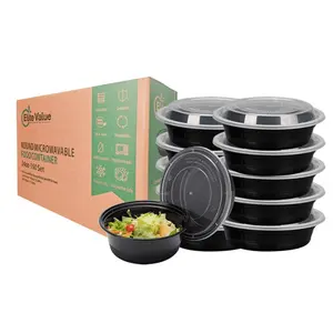 Bulk 150 Set: 24 Oz Round Meal Prep Containers with Lids, Stackable, Durable, BPA-Free Plastic Food Storage, Microwave/Freezer Safe