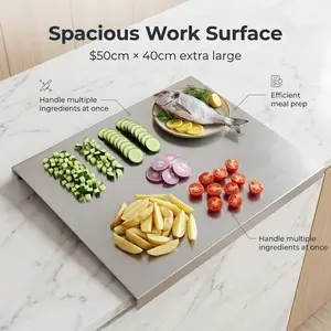 Stainless Steel Cutting Board 40x30cm, Durable Large Kitchen Chopping Block for Meat Fruit Vegetables Baking, Easy Clean Daily Use
