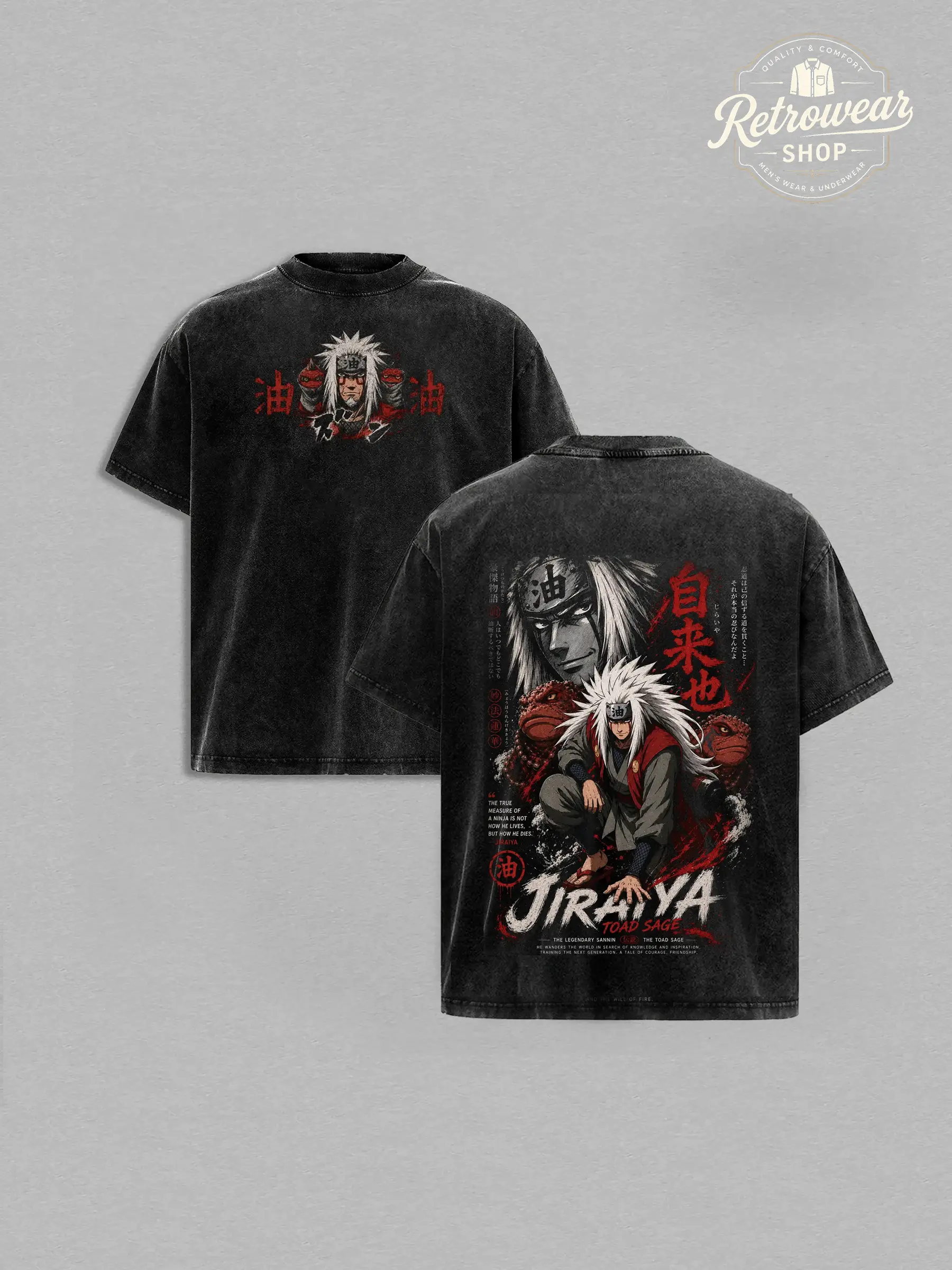 Jiraiya T-Shirt, Toad Sage Graphic Tee, Back Print Vintage 90s Anime Shirt, Graphic Tees Men, Trendy Tshirts, Men's T Shirts, Unisex Cotton Distressed Tee, Anime Merch For Men, Men Fashion Graphic Tee