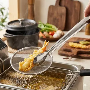 Stainless Steel Antibacterial 4-in-1 Multi-Purpose Sieve: Fine Mesh Strainer, Frying Oil Strainer, Baking Flour Sifter, Drying Basket, Kitchen & Camping Cooking Tool for Efficient Filtering