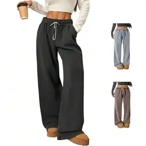 Arssm Women’s Baggy Sweatpants – Wide Leg Acid Wash Palazzo Pants, Oversized Cotton Joggers with Pockets, Drawstring Lounge Athletic Pants for Y2K Streetwear Outfits