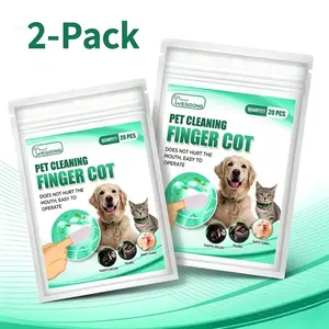 [2-Pack] Pet Dental Finger Wipes,Vet-Recommended Remove Bad Breath & Plaque & Tartar Buildup, Dog Tooth Brushing Kit, Dog Breath Freshener