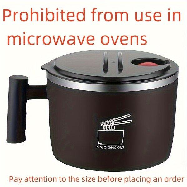 Stainless Steel Insulated Noodle Bowl with Lid – Portable Lunch Container, Ramen Bowl with Drain Design, Multifunction Food Serving Bowl for Travel & Kitchen