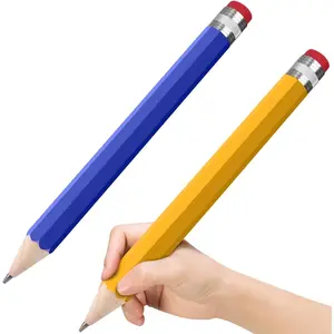 Wooden  Pencils 13.3'' Funny Giant Pencil For Party Favors Novelty Large Pencil For School  Office Prop Supplies 2 count Blue Yellow