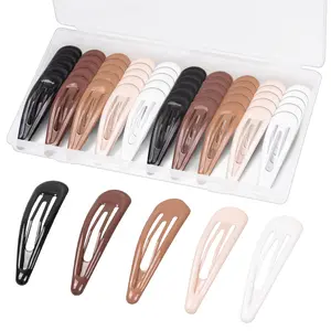 Christmas Gift 50Pcs Snap Hair Clips For Women,Silicone Coating Classic Metal Hair Barrettes With Storage Case For Women Girls
