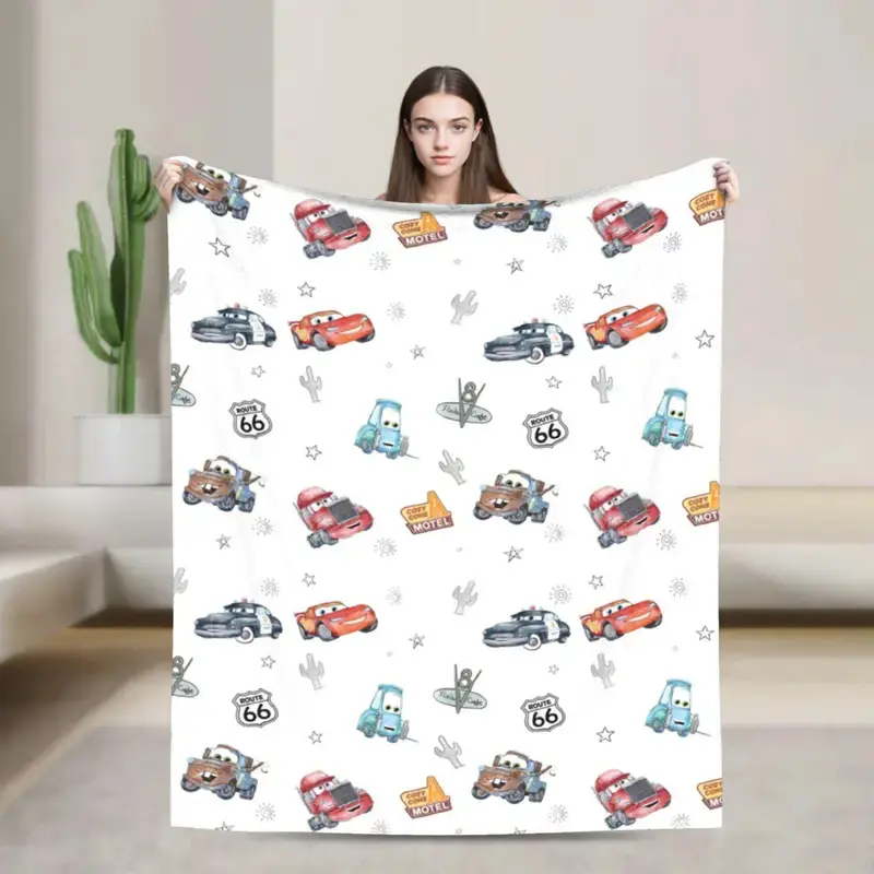 CLASSIC Soft Funny Cars‌ Throw Blanket Route 66 Cars Blanket, Home Bedroom Decor