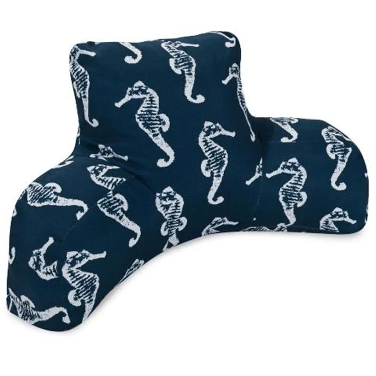 Majestic Home Navy Sea Horse Reading Bean Bag Pillow, Polyester, 33 l x 6 w x 18 h in, U.V. Protection, Hang Dry, Spot Clean Slipcover