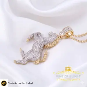 King Of Bling's Yellow 925 Sterling Silver Horse Shape Pendant with 4.15ct Cubic Zirconia Stone