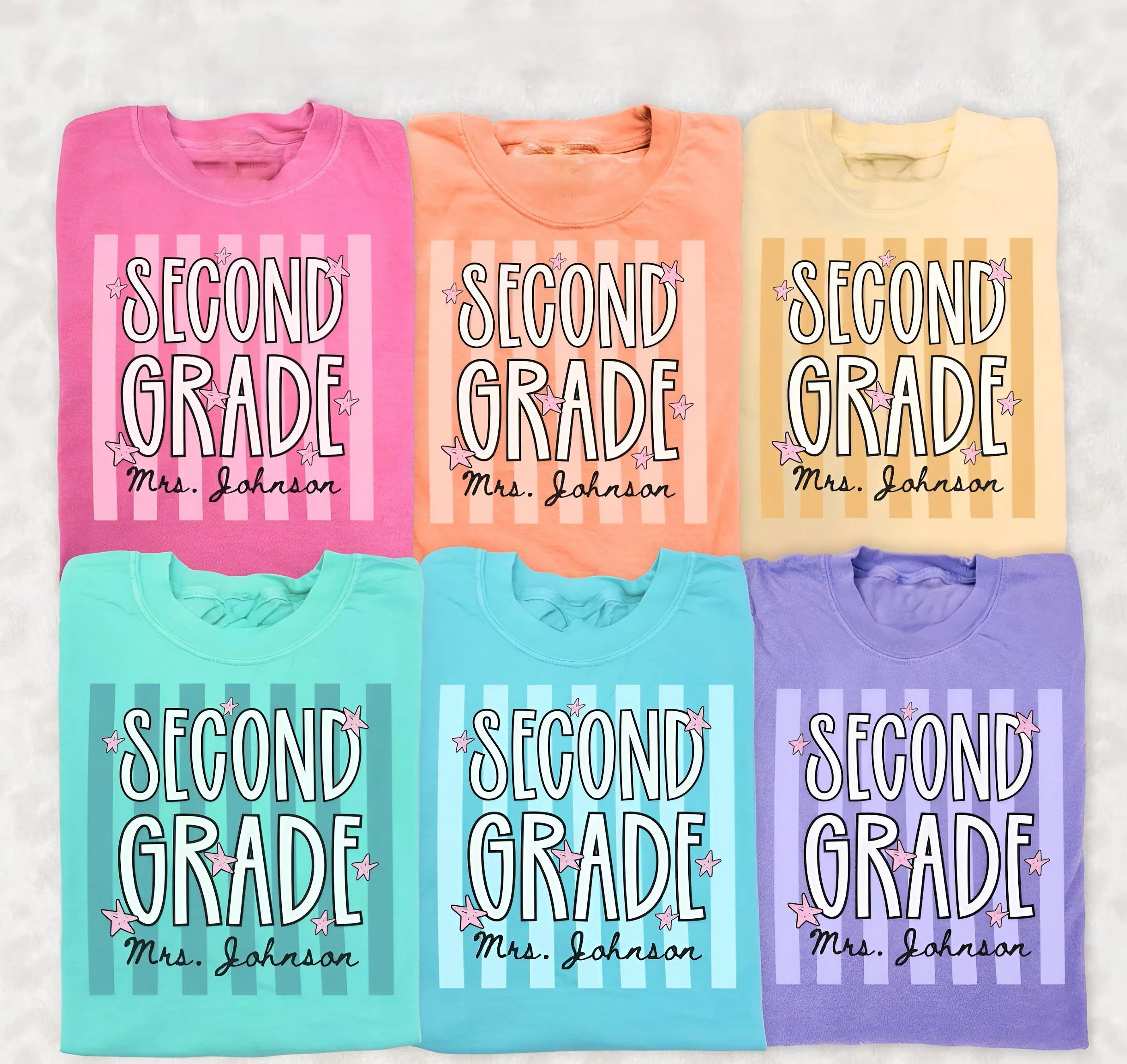 Second Grade Shirt, 2nd Grade Teacher T-Shirt, Personalized Grade Level Tee, Back to school Outfit, First day of school Clothing, Youth and Adult T-shirt