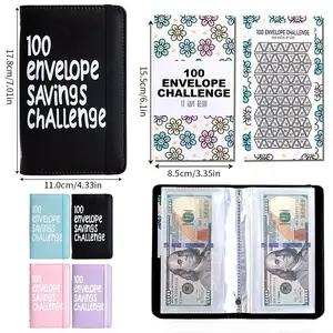 1 Book 100 Days Money Saving Challenge Envelope Budget Organizer, Savings Challenge Planner, Budget Planners, 4 Colors Daily Cash Envelope System for Clear Budget Planning Ideal for Home Budgeting, Personal Savings & Money Challenge Use