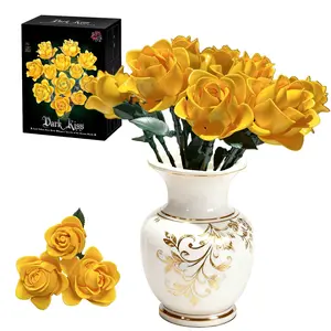 Yellow Rose Flower Bouquet Building Set, Building Blocks Compatible with Lego Flowers for Women Mother Toy Presents for Valentine's Home Decoration Birthday for Mom Adults