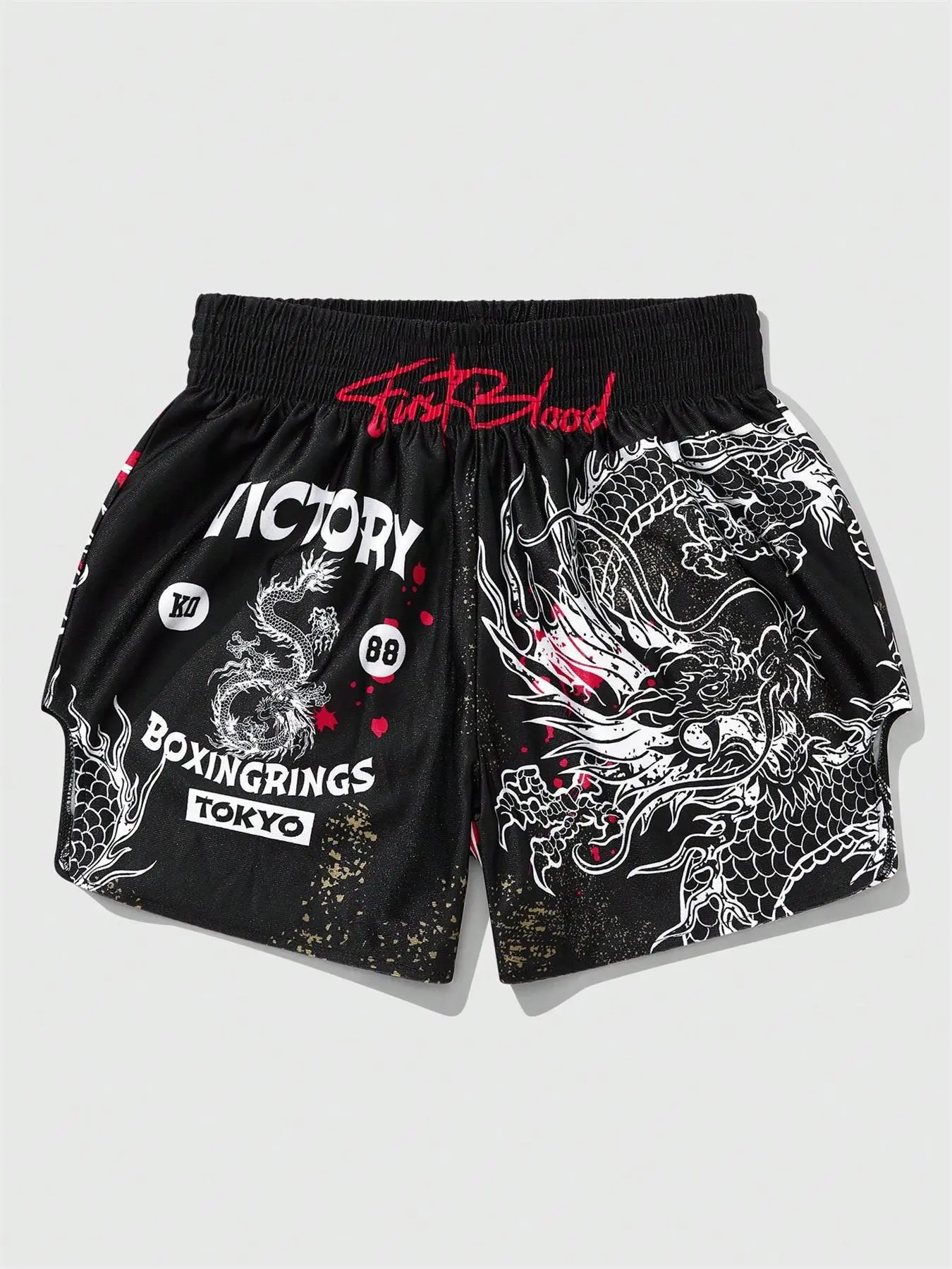 Men's Casual Boxing Shorts, Cool Sports Shorts, Casual Graphic Shorts, Dragon Print Cool and Stylish, Simple Design, Fashion Versatile, Regular Fit, Perfect for Leisure Time, Casual Sporty Shorts
