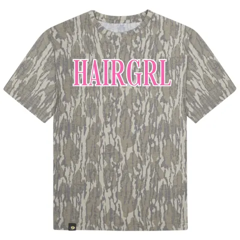 CAREER GRL Mossy Oak Camo Tee, HAIRGRL NAILGRL LASHGRL SKINGRL MAKEUPGRL Camo Tee