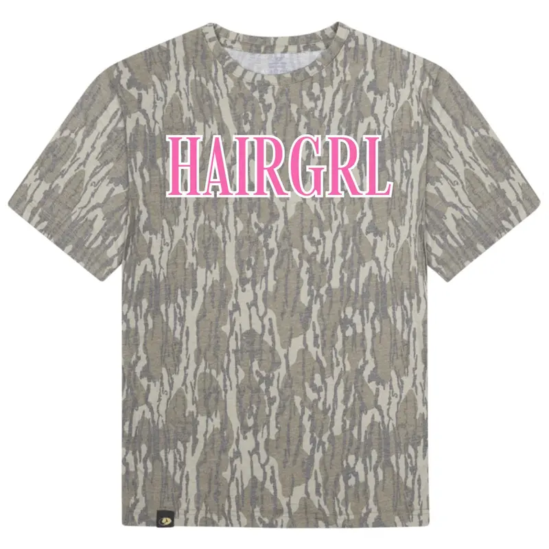 CAREER GRL Mossy Oak Camo Tee, HAIRGRL NAILGRL LASHGRL SKINGRL MAKEUPGRL Camo Tee