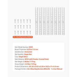 VEVOR Shelf Pilaster, 36.3-inch 8 Pack, Adjustable Shelf Brackets Steel Mortise Mount Pilaster Strip Standards with 32 Screws, Suitable for Wall Shelving System Cabinet Closet Organization