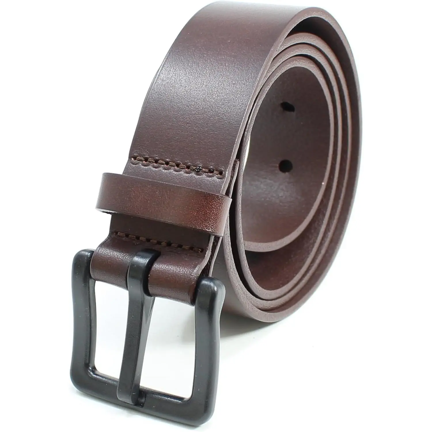 Men's Metal Free Full Grain Leather Belt - Hypoallergenic No Nickel and TSA Approved