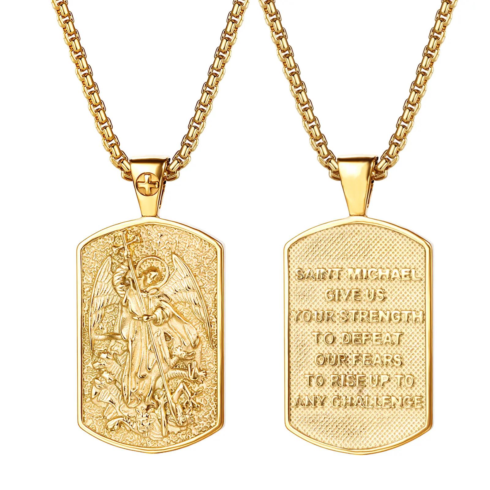 OIDEA Unisex Archangel St Michael Necklace - Premium Stainless Steel Religious Medal Pendant, Bravery & Protection Men's Accessories, Adjustable Chain Gift Idea for Adults, Highly Durable, Jewelry For Women, High-Quality, Hypoallergenic, Symbol Of Courage