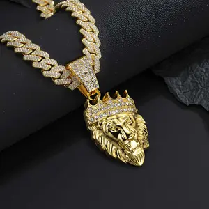 Men'S Timeless Retro Lion Head Pendant Cuban Chain Necklace - Bold Hip Hop Style Fashion Statement Accessories for Him Mens Unique Birthday Gift