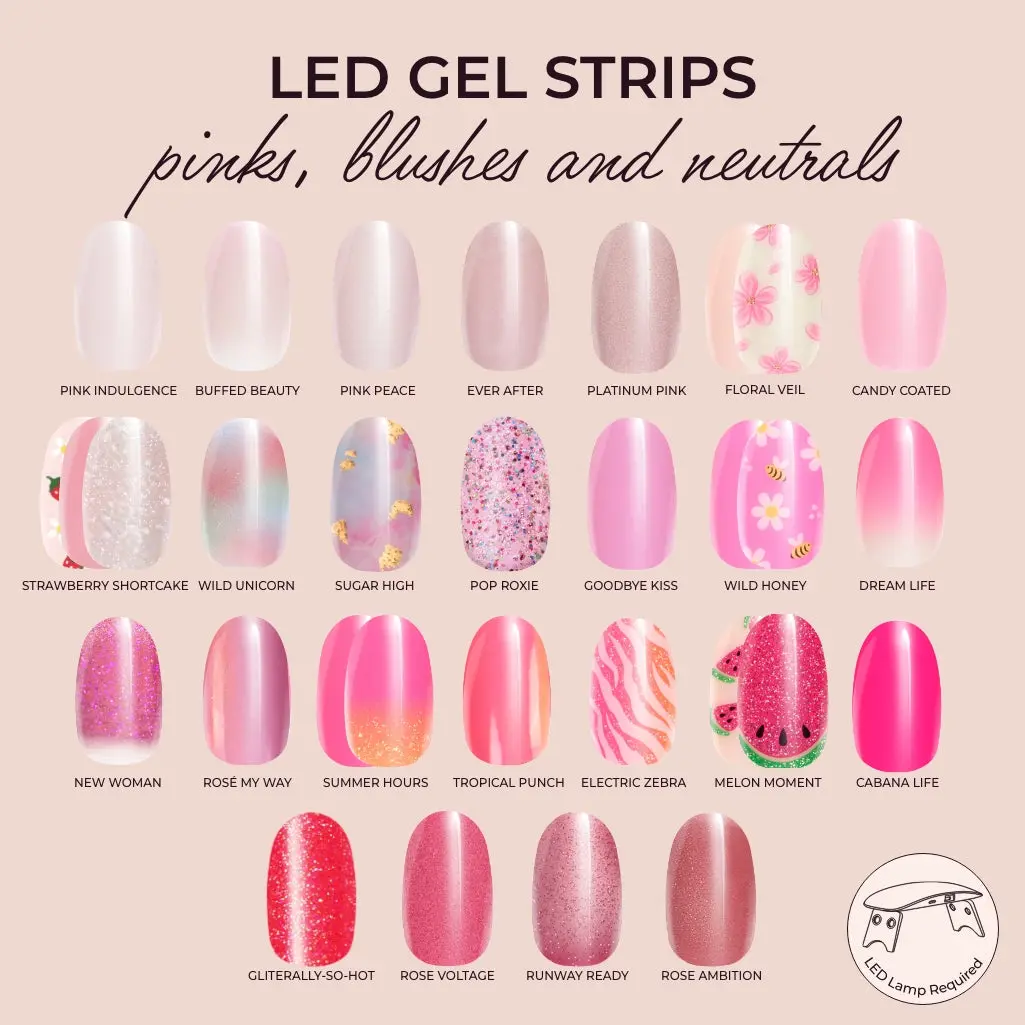Kleo Kolor LED Gel Strip Collection - Pinks, Blushes & Neutrals, Vegan Safe Nail Care Manicure Supplies for Salon Use with Long Wear Formula, Strip Kit, Gentle, Multi-Size, High Impact, Nail Supplies, Gel Nails At Home