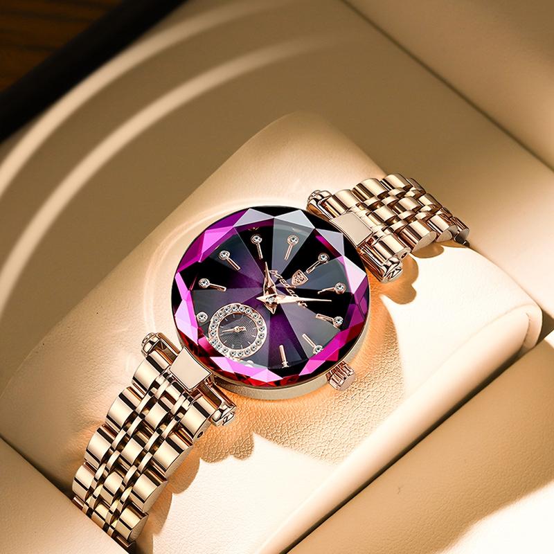 Women's Elegant Luxury Quartz Watch with Diamond-Cut Crystal Rhinestone Face & Ultra-Thin Stainless Steel Band Christmas Gift for Sister