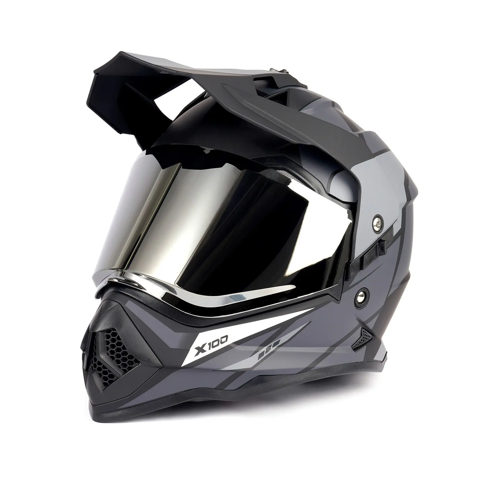 OTS Husky X100 Motorcycle Helmet for Snowmobile ATV Dirt Bike Off Road DOT Certified UV Protected Visor Plush Interior Lining