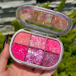 Think Pink - Glitter Gel Pocket Palette (6 Pink colors) Slayfire Cosmetics Handmade Makeup Eyeshadow and Body Glitter