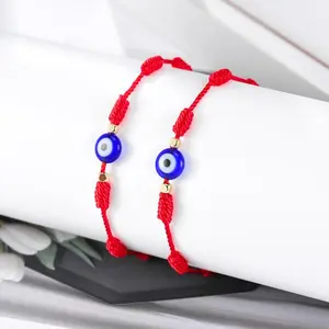 Essential! 2-Pack Adjustable Evil Eye 7-Knot Red String Bracelets | Kabbalistic Protection Amulet | Perfect for Spring Outings & Lucky Daily Wear Boho Style Bangles