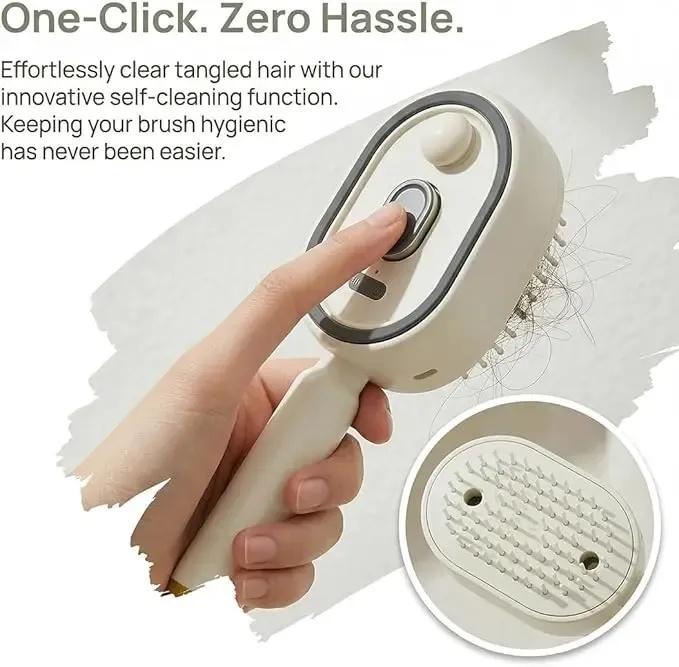 Electric Hair Brush - Nano Mist, Red Light Therapy, Self-Cleaning Detangling Scalp Massager for Haircare Styling