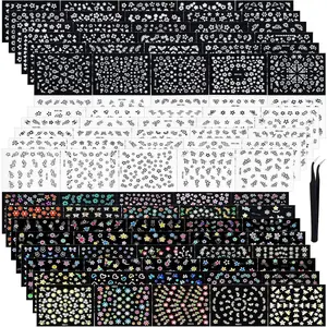 5000 Pcs Flower Nail Stickers 100 Sheets 3D Self Adhesive Nail Stickers Multi Design Decals Multicolor Flower Manicure Decals with Tweezer(Classic-Chic Floral Series)