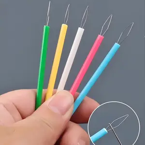 5 Pack Colorful Plastic Threading Tools - Cylindrical Needle Threader Set, DIY Sewing Accessories, Senior-Friendly Needle Assist Tool, Sewing Supplies Crafts