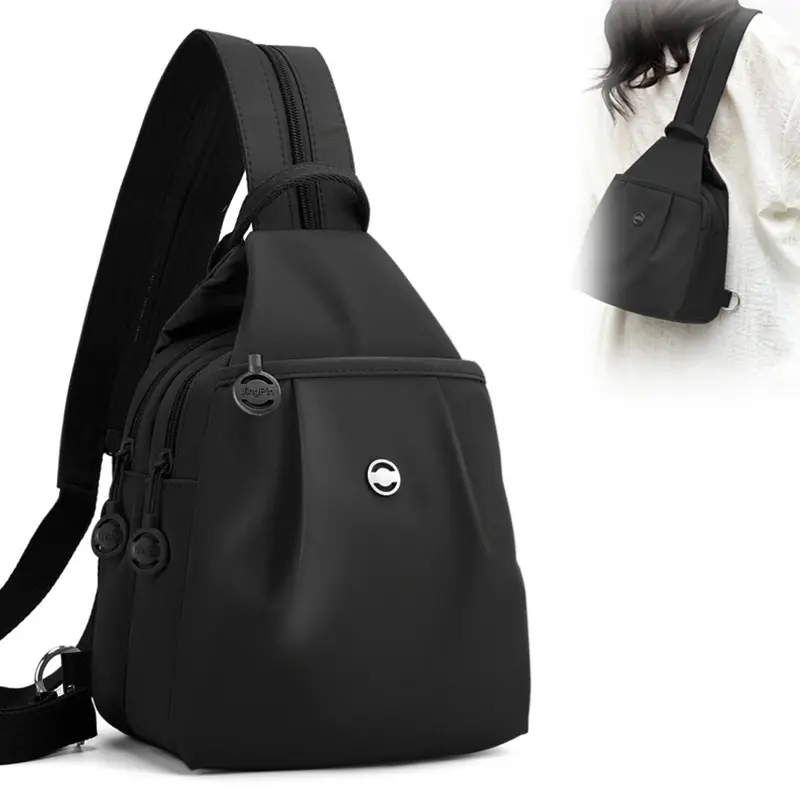 Beis Black Convertible Backpack Crossbody Travel Bag Beis Black Convertible Backpack Croc Embossed Leather  main image 3