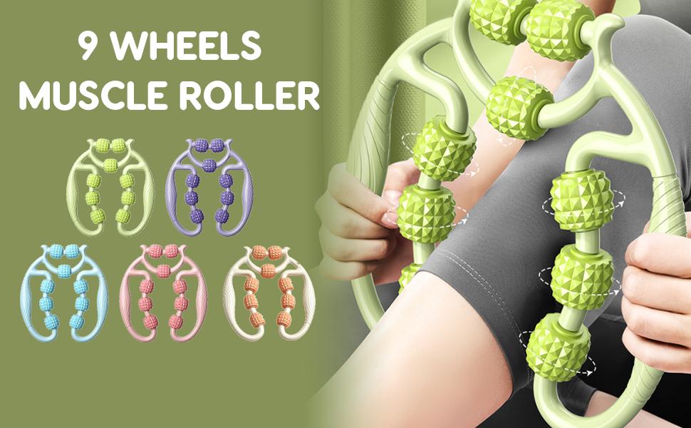 9-Roller Deep Tissue Leg Massager: For Calves, Thighs, Neck & Full Body Relaxation