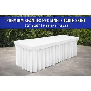Spandex Rectangle Table Skirt – 72” x 30” | Fits 6FT Tables | Multiple Colors