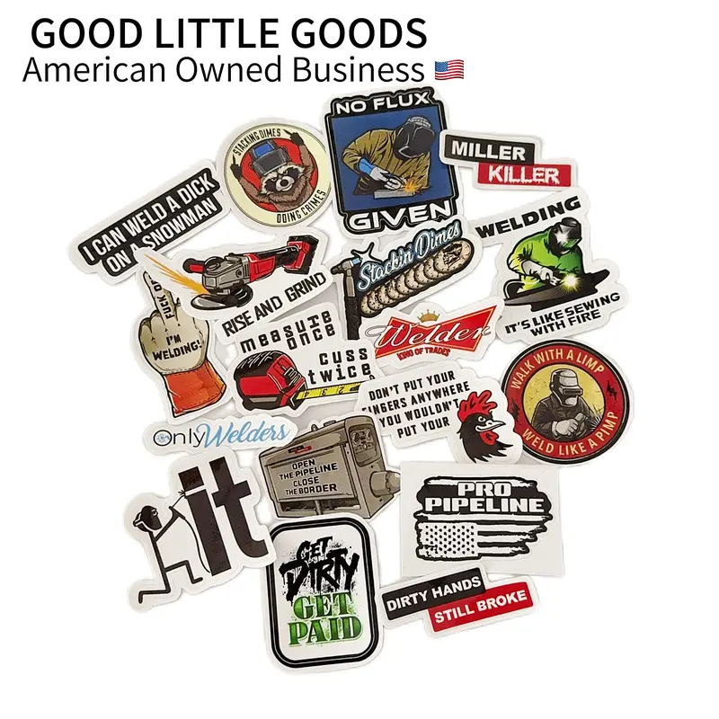 GoodLittleGoods 2Set of 18Pcs Welder Hood Stickers for Pipeline, Masks, Hard Hats, Blue Collar Vinyl Decal Pack, Durable Design