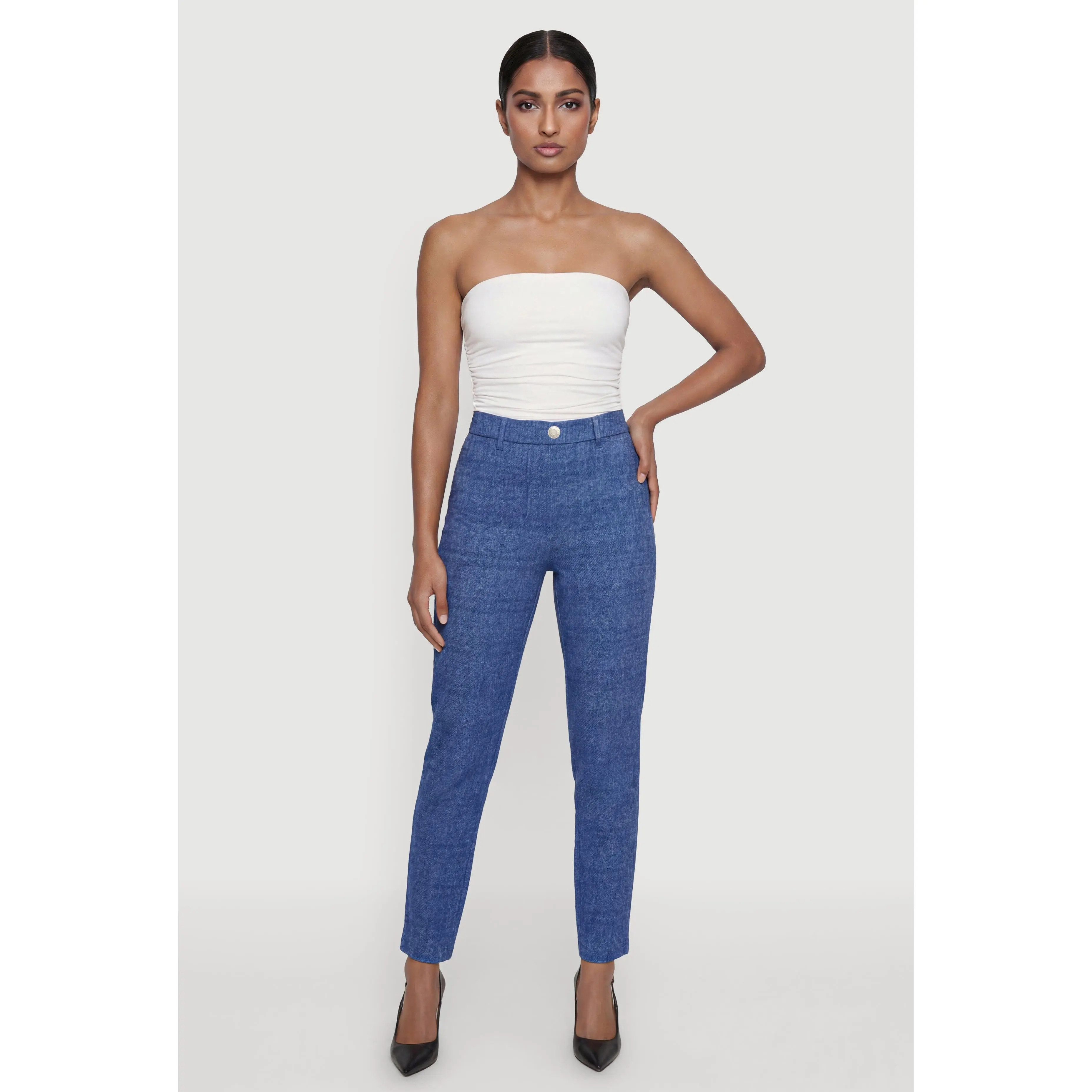 Hyper Stretch High Waisted Pull On Skinny Pants