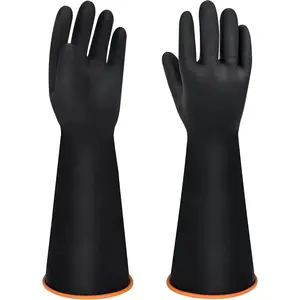 18" XL Size Latex Chemical Resistant Gloves, Reusable Heavy Duty Long Rubber Glove Dishwashing Gloves, Industrial Safety Glove for Men, Forearm Protection Waterproof Resist Strong Acid, Alkali, Oil'