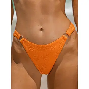 Orange Textured O-Ring Bikini Bottom
