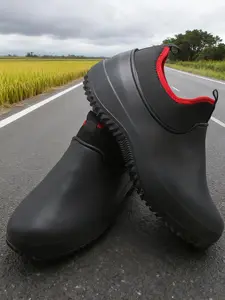 Unisex Low-Top Large Size Fleece Lined Outdoor Rain Shoes, Anti-Slip Oil Resistant Spliced Fishing Car Wash Work Boots, Waterproof Rain Boots