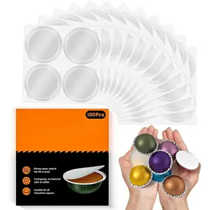Aluminum Foil Lids for Reusable Nespresso Vertuo Pods,  Reusable Foil Seal Cover for Refill Espresso Coffee Capsule, Compatible with Nespresso Vertuo Machine