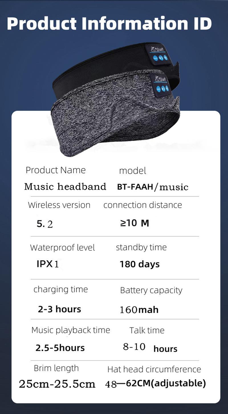 New Foldable Wireless Bluetooth Sleeping Headphones with Eye Mask for Side Sleeper Sports, for Work and School - Best Gift for Women Audio Charging